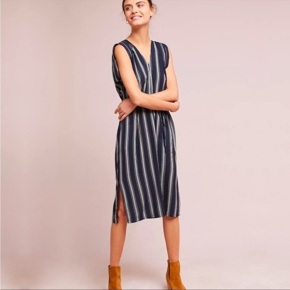 Anthropologie Porridge navy white stripe dress sundress - Picture 1 of 6